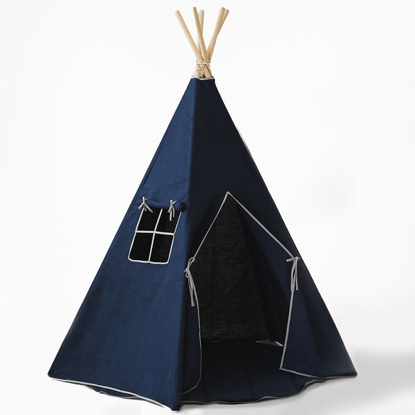 Detský vnútorný ľanový stan Teepee - Námornícka 01