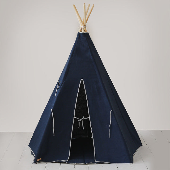 Detský vnútorný ľanový stan Teepee - Námornícka 02
