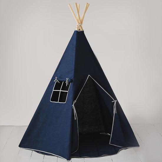 Detský vnútorný ľanový stan Teepee - Námornícka 05