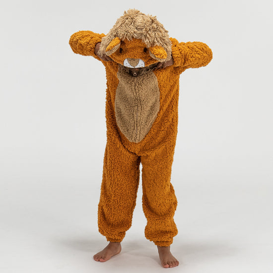 Detský zvierací flísový overal Onesie s kapucňou - Lev 01
