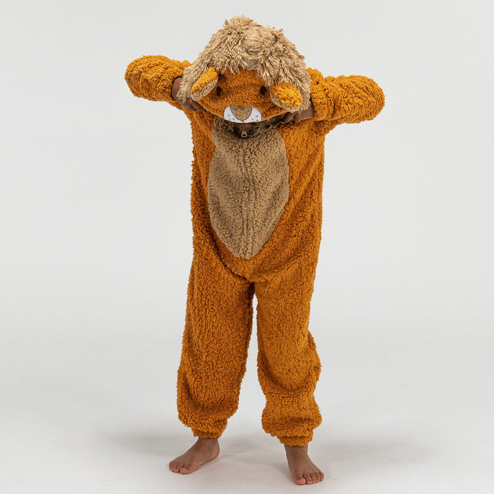 Detský zvierací flísový overal Onesie s kapucňou - Lev 01