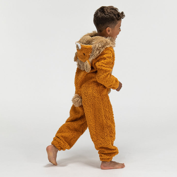 Detský zvierací flísový overal Onesie s kapucňou - Lev 02