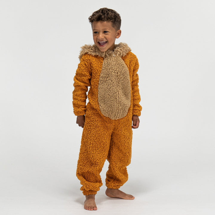 Detský zvierací flísový overal Onesie s kapucňou - Lev 03