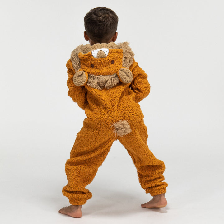 Detský zvierací flísový overal Onesie s kapucňou - Lev 04