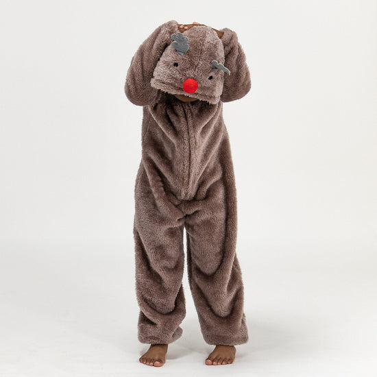 Detský zvierací flísový overal Onesie s kapucňou - Sob 01