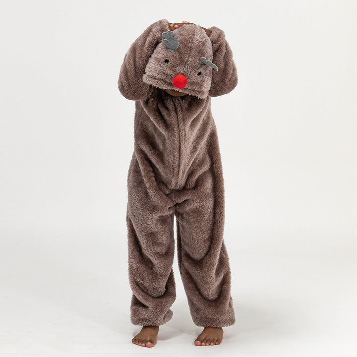 Detský zvierací flísový overal Onesie s kapucňou - Sob 01