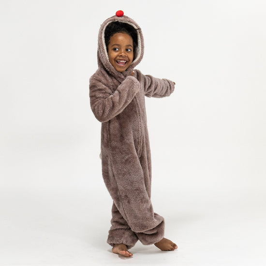 Detský zvierací flísový overal Onesie s kapucňou - Sob 03