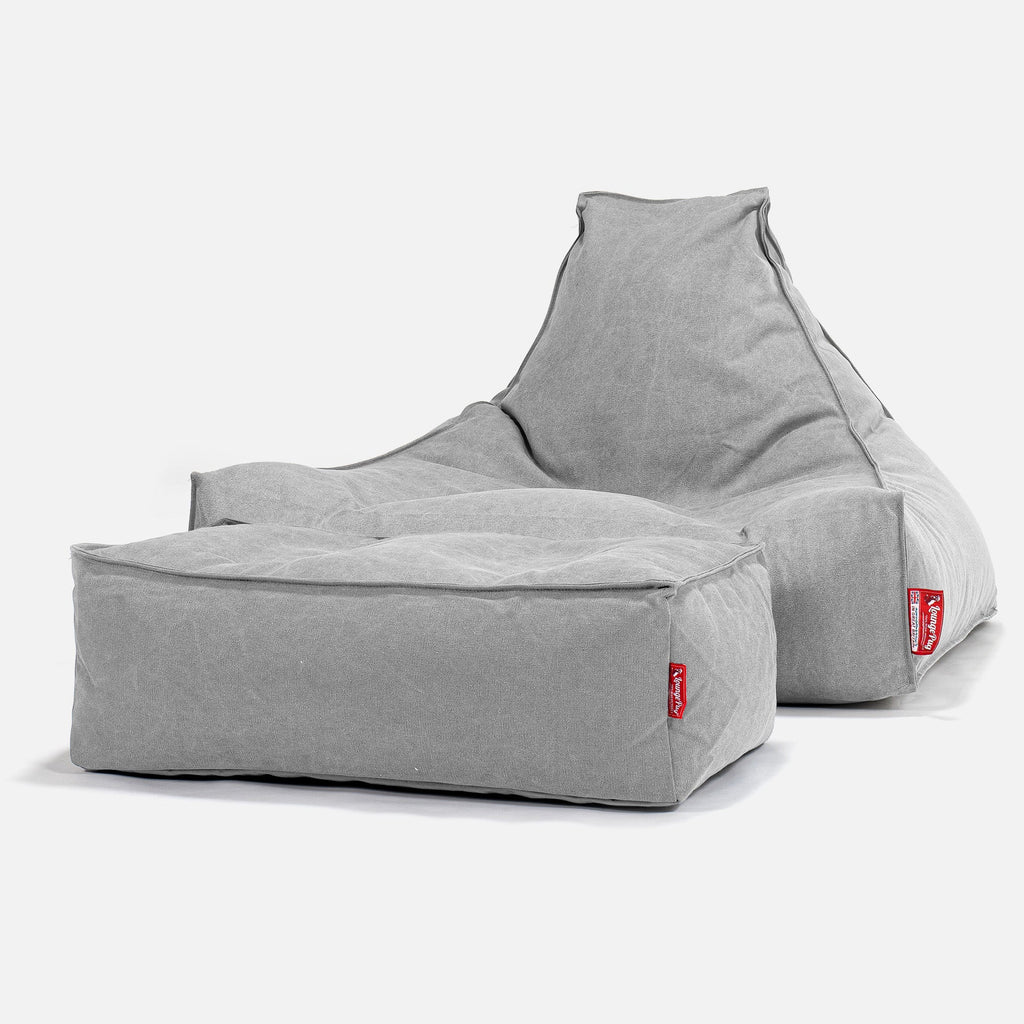 Ležadlo sedací vak - Džínsovina s opotrebovaným vzhľadom Cínová 02