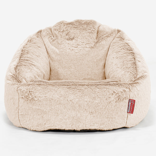 Bublinková stolička sedací vak - Falošná králičia kožušina Biela 01