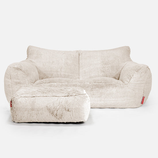 Pohovka sedací vak Josephine - Falošná králičia kožušina Biela 02