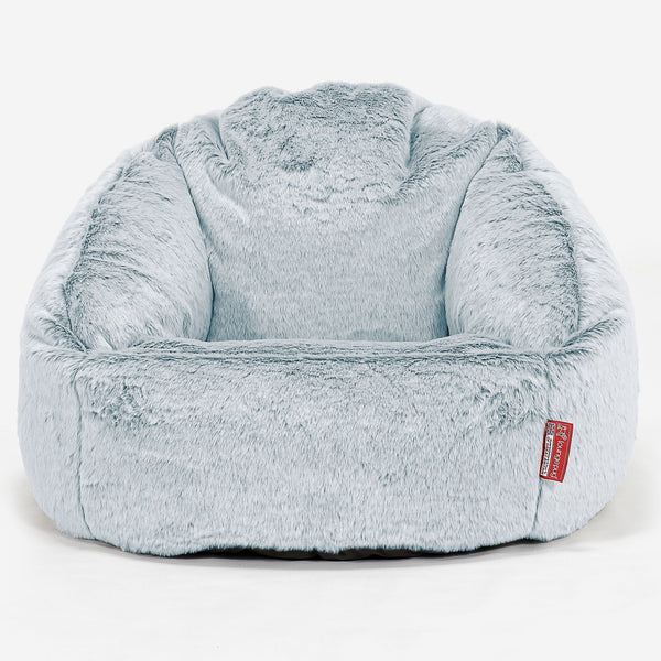 Bublinková stolička sedací vak - Falošná králičia kožušina Prašná modrá 01