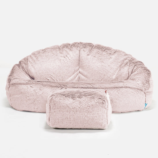 Bublinková detská pohovka sedací vak vo veku 2-6 rokov - Falošná králičia kožušina Prašná ružová 02