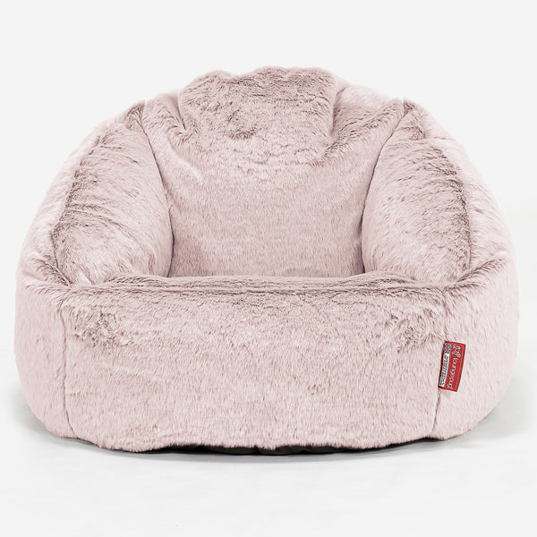 Bublinková stolička sedací vak - Falošná králičia kožušina Prašná ružová 01