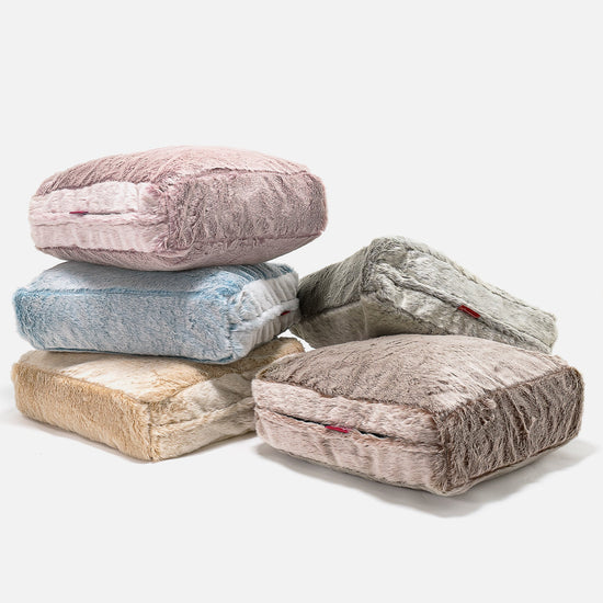 Veľký podlahový vankúš - Falošná králičia kožušina Zlatohnedá 04