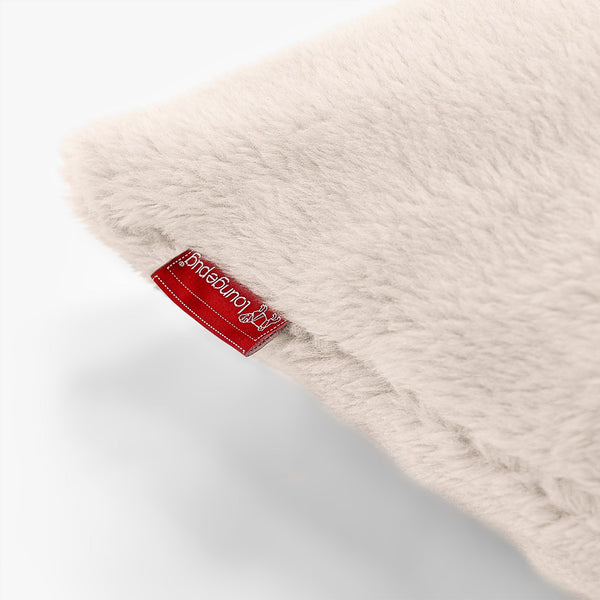Veľký podlahový vankúš - Falošná plyšová kožušina Smotanová Fabric Close-up Image
