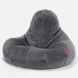 Ultra luxusná herná stolička sedací vak - Falošná plyšová kožušina Tmavošedá