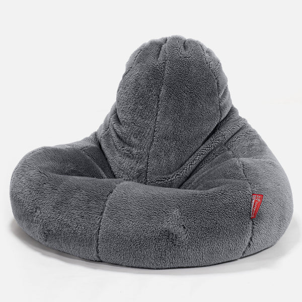 Ultra luxusná herná stolička sedací vak - Falošná plyšová kožušina Tmavošedá 01