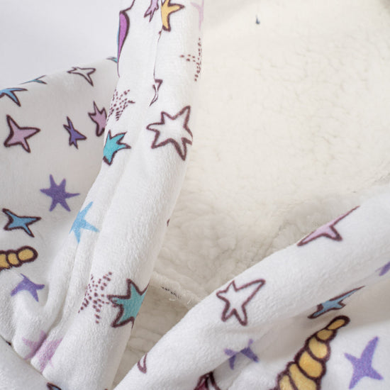 Detská nadrozmerná mikina s kapucňou a dekou - Jemné Jednorožec 05