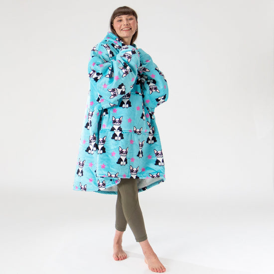 Nadrozmerná mikina s kapucňou a dekou pre mužov alebo ženy - Jemné Mops 04