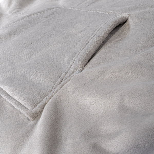 Nadrozmerná mikina s kapucňou a dekou pre mužov alebo ženy - Jemné Šedá Fabric Close-up Image