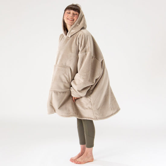 Nadrozmerná mikina s kapucňou a dekou pre mužov alebo ženy - Jemné Smotanová / Norková 03