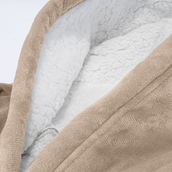 Nadrozmerná mikina s kapucňou a dekou pre mužov alebo ženy - Jemné Smotanová / Norková Fabric Close-up Image