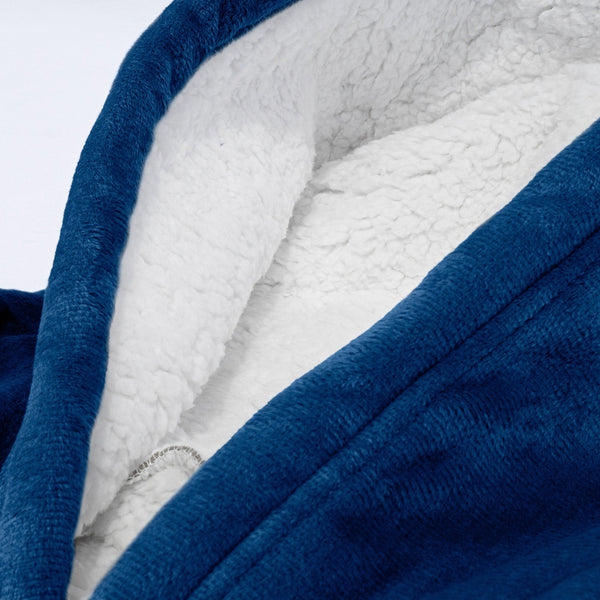 Detská nadrozmerná mikina s kapucňou a dekou - Jemné Tmavomodrá Fabric Close-up Image