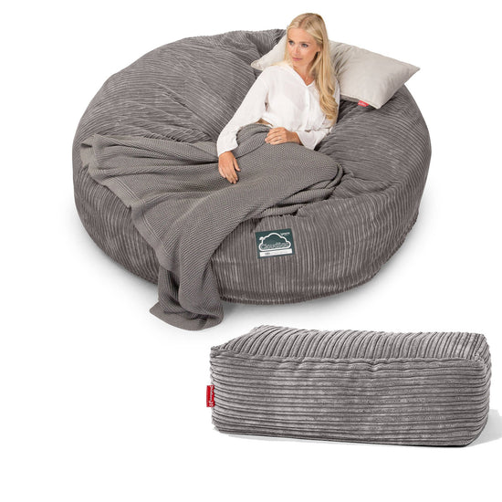 Extra veľká pohovka sedací vak z pamäťovej peny CloudSac 3000 XXL - Menčester Grafitová šedá 05