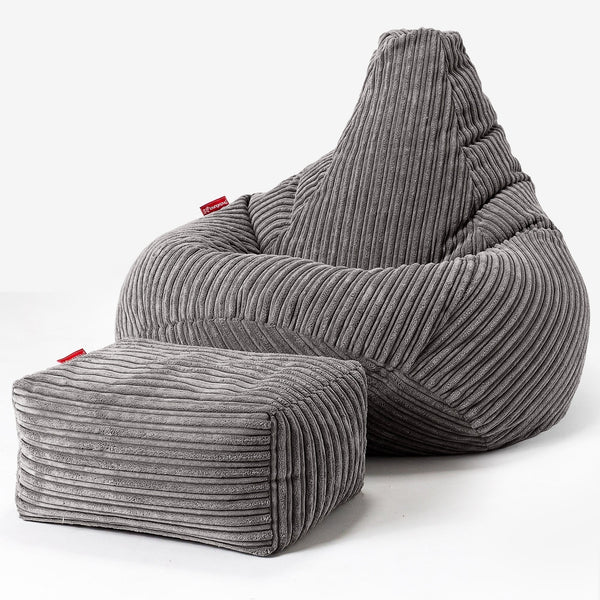 Stolička s vysokým operadlom sedací vak - Menčester Grafitová šedá 01