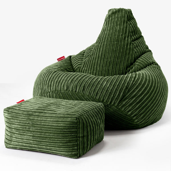Stolička s vysokým operadlom sedací vak - Menčester Lesná zelená 01