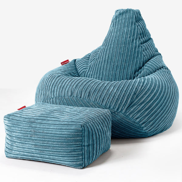 Stolička s vysokým operadlom sedací vak - Menčester Morská modrá 01