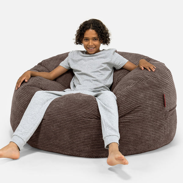 Mimoriadne pohodlný superveľký sedací vak pre deti vo veku 6-14 rokov - Pom Pom Čokoládová 01