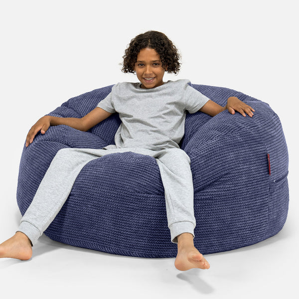 Mimoriadne pohodlný superveľký sedací vak pre deti vo veku 6-14 rokov - Pom Pom Fialová 01