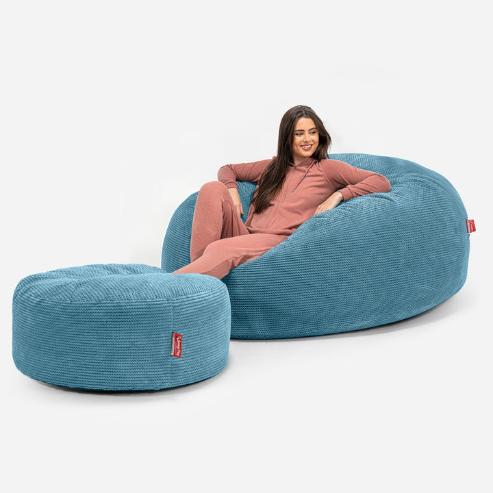 Mega mamutia pohovka sedací vak - Pom Pom Morská modrá 02