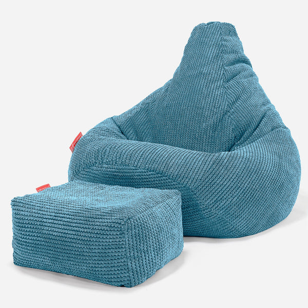 Stolička s vysokým operadlom sedací vak - Pom Pom Morská modrá 01