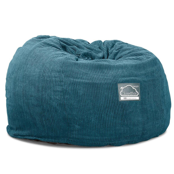 Veľký sedací vak z pamäťovej peny CloudSac 510 XL - Pom Pom Morská modrá Fabric Close-up Image