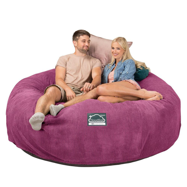Extra veľká pohovka sedací vak z pamäťovej peny CloudSac 3000 XXL - Pom Pom Ružová 01