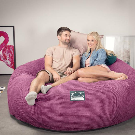 Extra veľká pohovka sedací vak z pamäťovej peny CloudSac 3000 XXL - Pom Pom Ružová 02