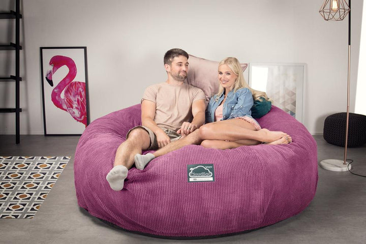 Extra veľká pohovka sedací vak z pamäťovej peny CloudSac 3000 XXL - Pom Pom Ružová 02