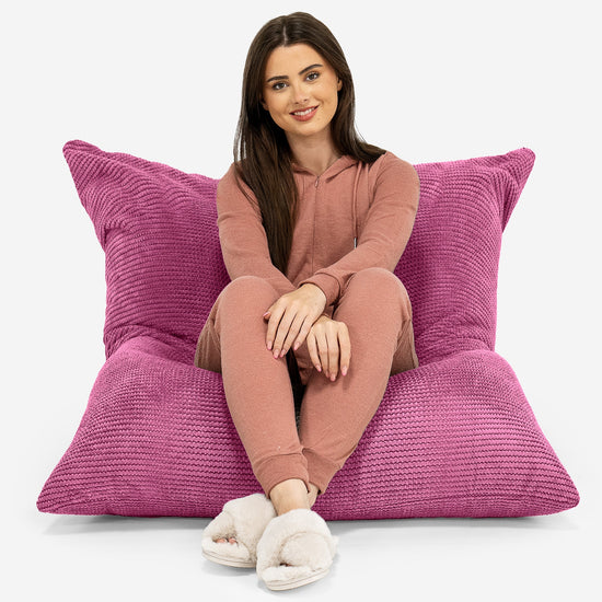 Extra veľký sedací vak - Pom Pom Ružová 01