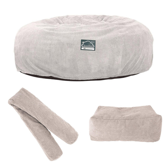 Extra veľká pohovka sedací vak z pamäťovej peny CloudSac 3000 XXL - Pom Pom Slonovinová 09