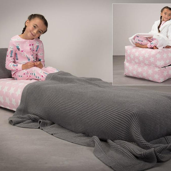 Rozkladacia stolička jednolôžková Avery Futon - Potlač Hviezda ružová 02
