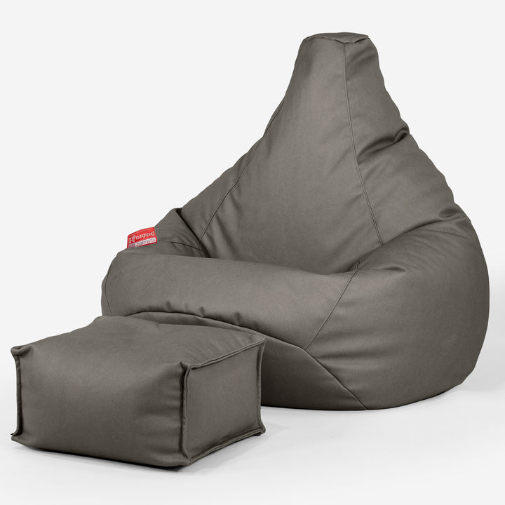 Stolička s vysokým operadlom sedací vak - Vegánska koža Šedá 01