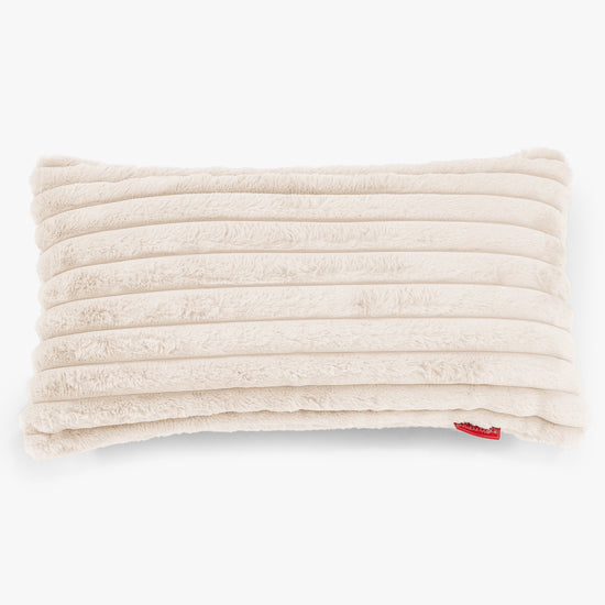 Obdĺžnikový dekoračný poťah na vankúš XL 40 x 80 cm - Ultra plyšový kord Smotanová 01