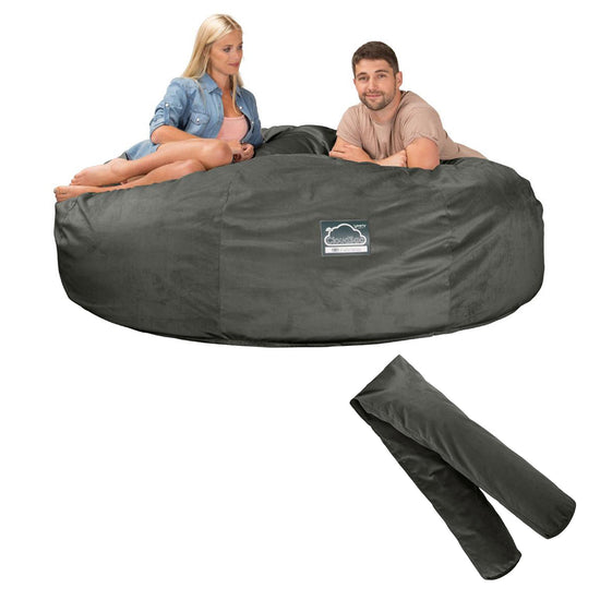 Extra veľká pohovka sedací vak z pamäťovej peny CloudSac 3000 XXL - Zamat Grafitová šedá 08