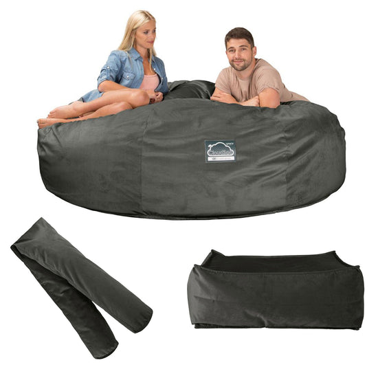 Extra veľká pohovka sedací vak z pamäťovej peny CloudSac 3000 XXL - Zamat Grafitová šedá 09