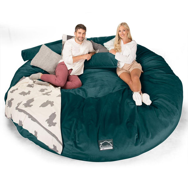 Pohovka sedací vak z pamäťovej peny CloudSac 5000 XXXXXL Titanic - Zamat Modrozelená 01