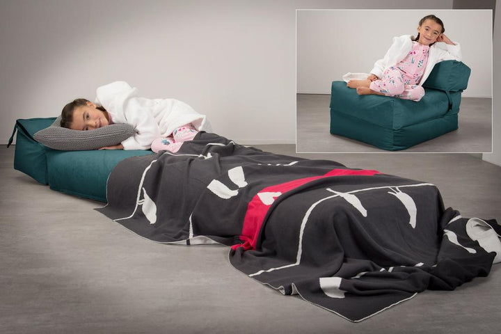 Rozkladacia stolička jednolôžková Avery Futon - Zamat Modrozelená 02