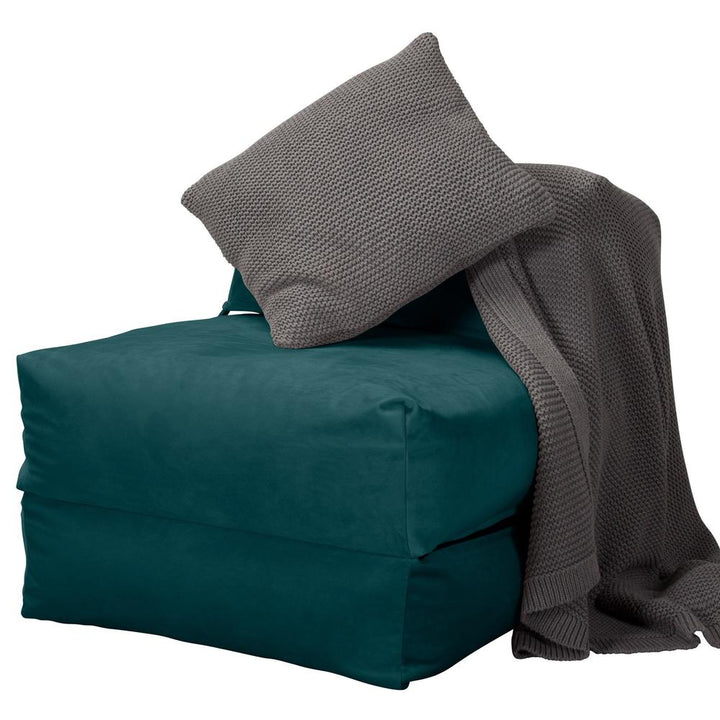 Rozkladacia stolička jednolôžková Avery Futon - Zamat Modrozelená 04