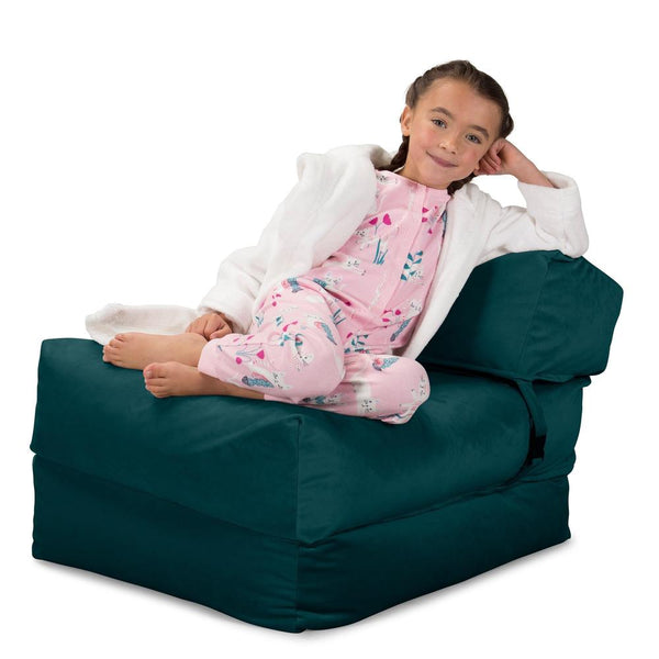 Rozkladacia stolička jednolôžková Avery Futon - Zamat Modrozelená Fabric Close-up Image